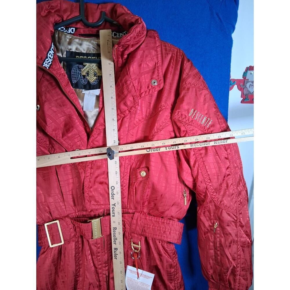 VTG 80s 90s Descente One Piece Ski Red Belted Snow Jumpsuit Snowsuit Women's 12 - Picture 13 of 16